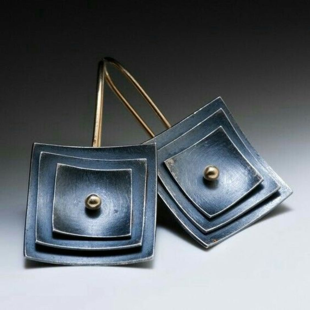 Blue square earrings "Garden Party" – Elegant & refined