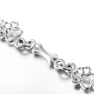 Limited Edition Silver Dog Paw and Bone Charms Bracelet