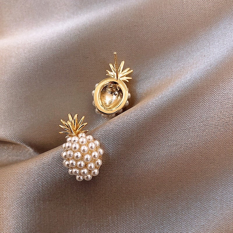 Tropical Pineapple and Pearl Encrusted Earrings "Cocktail Hour" – Elegant & vibrant
