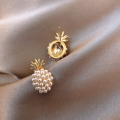 Tropical Pineapple and Pearl Encrusted Earrings "Cocktail Hour" – Elegant & vibrant