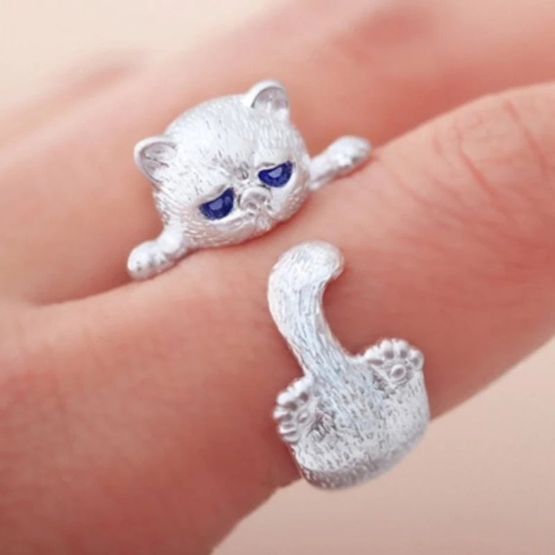 Sterling silver kitten ring "Sunset Soirée" – Elegant & refined