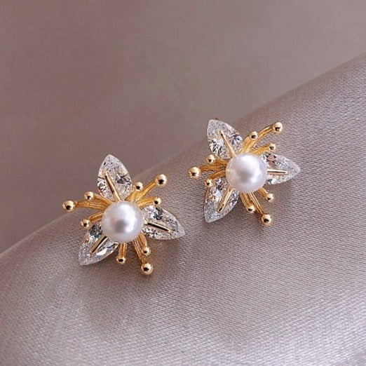 Pearl and crystal floral earrings "Garden Party" – Elegant & refined