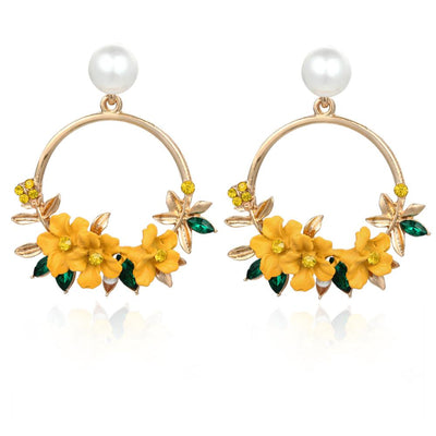Gold flower and pearl earrings "Garden Party" – Elegant & refined