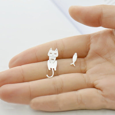Silver Climbing Kitty Earring "City Brunch" – Chic & casual