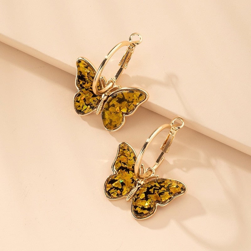 Hand painted enamel crystal butterfly earrings "Garden Party" – Elegant & refined