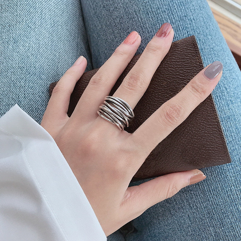 925 sterling silver adjustable layered ring "Sunset Soirée" – Elegant & refined