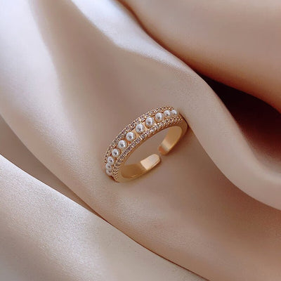Gold and pearl ring "Romantic Dinner" – Elegant & refined