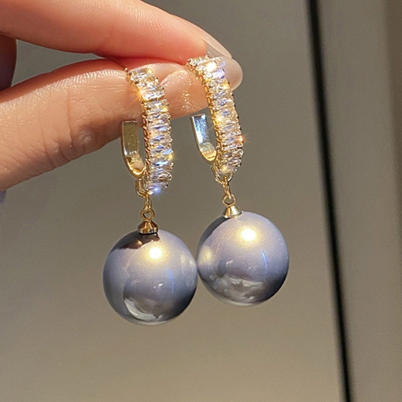 Luxury Pearl and Zirconia Earrings "Cocktail Hour" – Elegant & refined