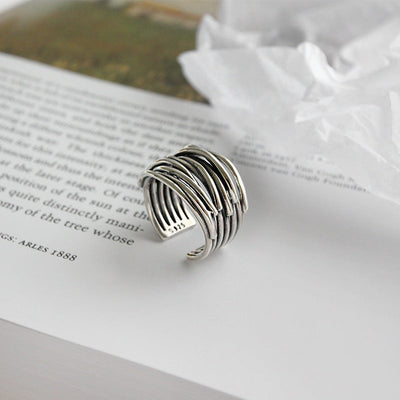 925 sterling silver adjustable layered ring "Sunset Soirée" – Elegant & refined