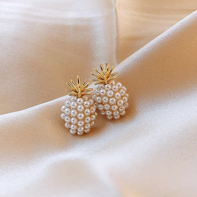 Tropical Pineapple and Pearl Encrusted Earrings "Cocktail Hour" – Elegant & vibrant