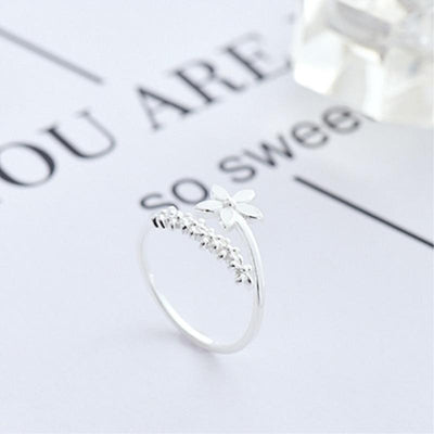 Adjustable 925 silver and hand-painted enamel wildflower ring "Garden Party" – Elegant & refined