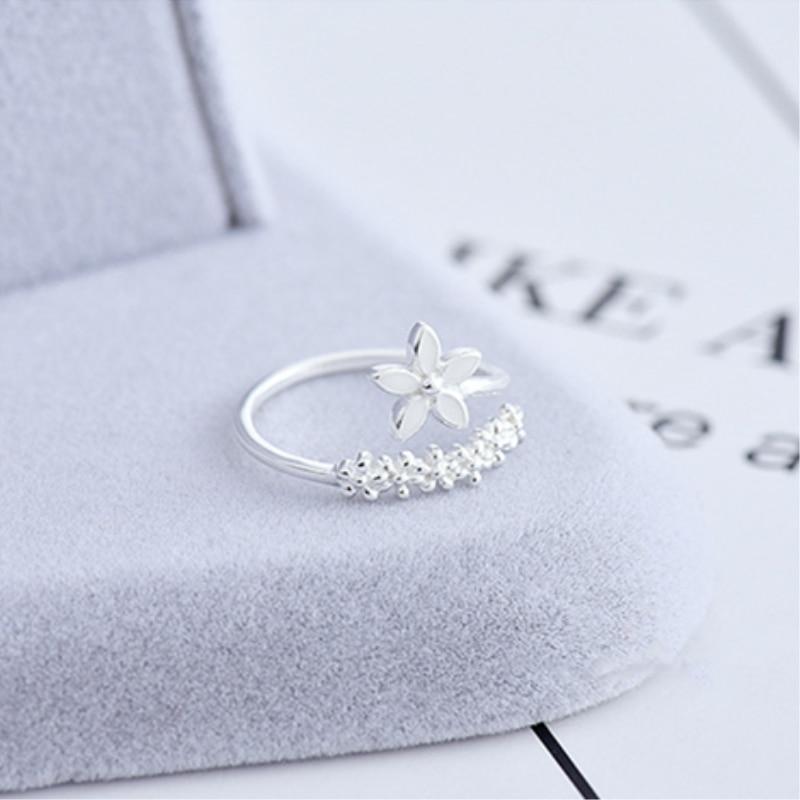 Adjustable 925 silver and hand-painted enamel wildflower ring "Garden Party" – Elegant & refined