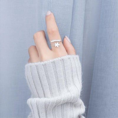 Adjustable 925 silver and hand-painted enamel wildflower ring "Garden Party" – Elegant & refined