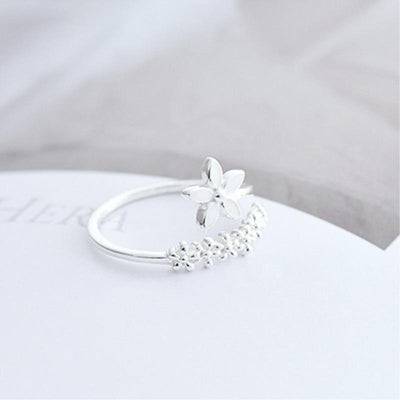 Adjustable 925 silver and hand-painted enamel wildflower ring "Garden Party" – Elegant & refined