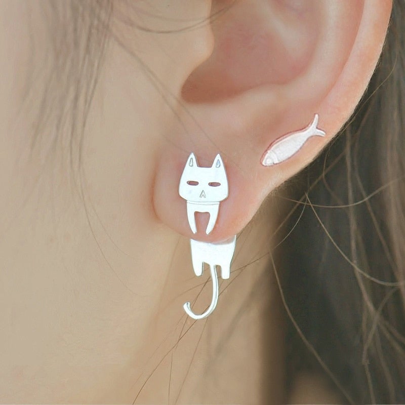Silver Climbing Kitty Earring "City Brunch" – Chic & casual