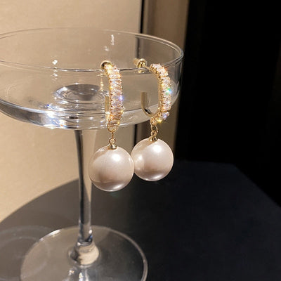 Luxury Pearl and Zirconia Earrings "Cocktail Hour" – Elegant & refined