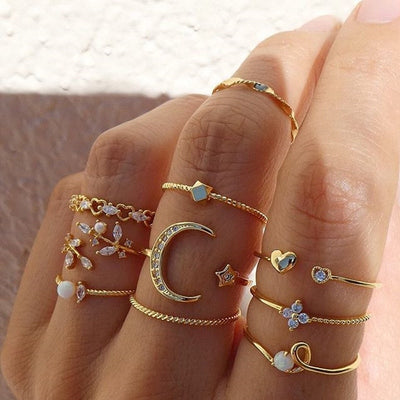 Bohemian silver and gold plated rings "Sunset Soirée" – Elegant & refined