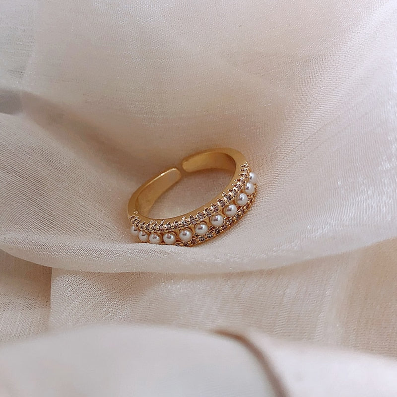 Gold and pearl ring "Romantic Dinner" – Elegant & refined