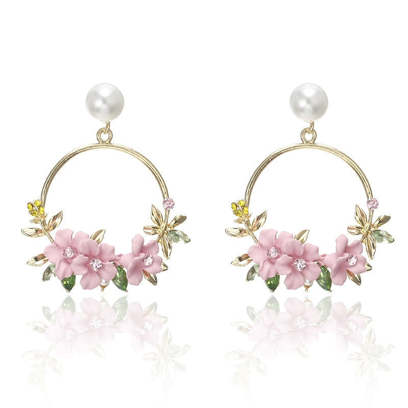 Gold flower and pearl earrings "Garden Party" – Elegant & refined