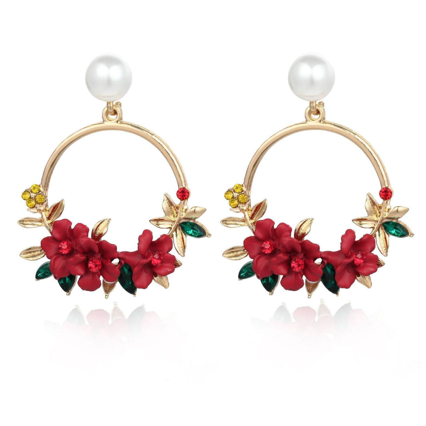 Gold flower and pearl earrings "Garden Party" – Elegant & refined