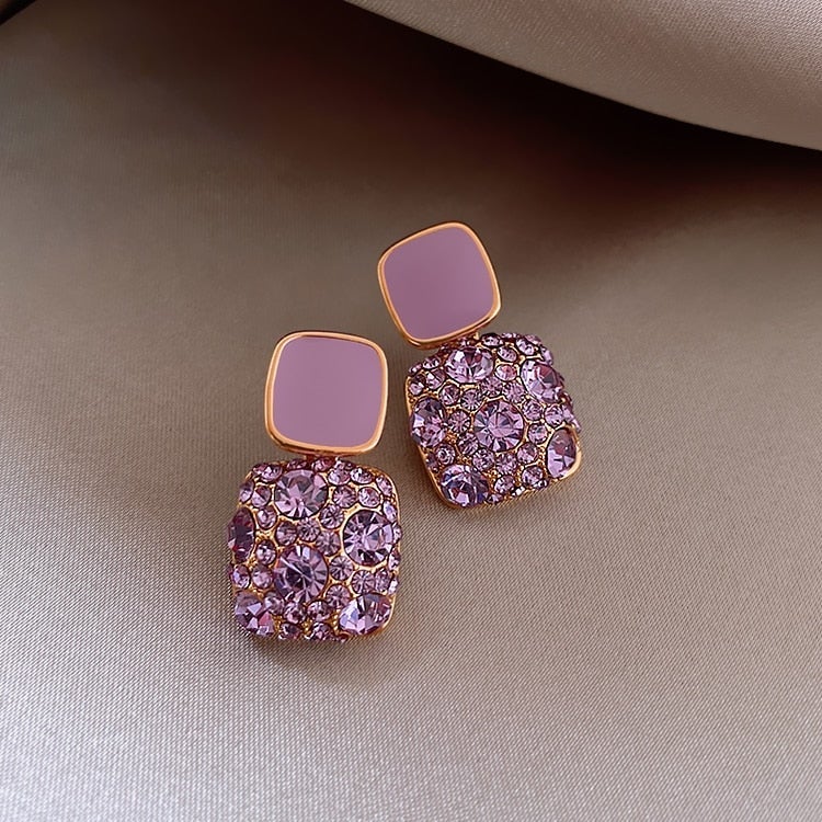 Luxury purple earrings with zirconia inlay "Cocktail Hour" – Elegant & refined