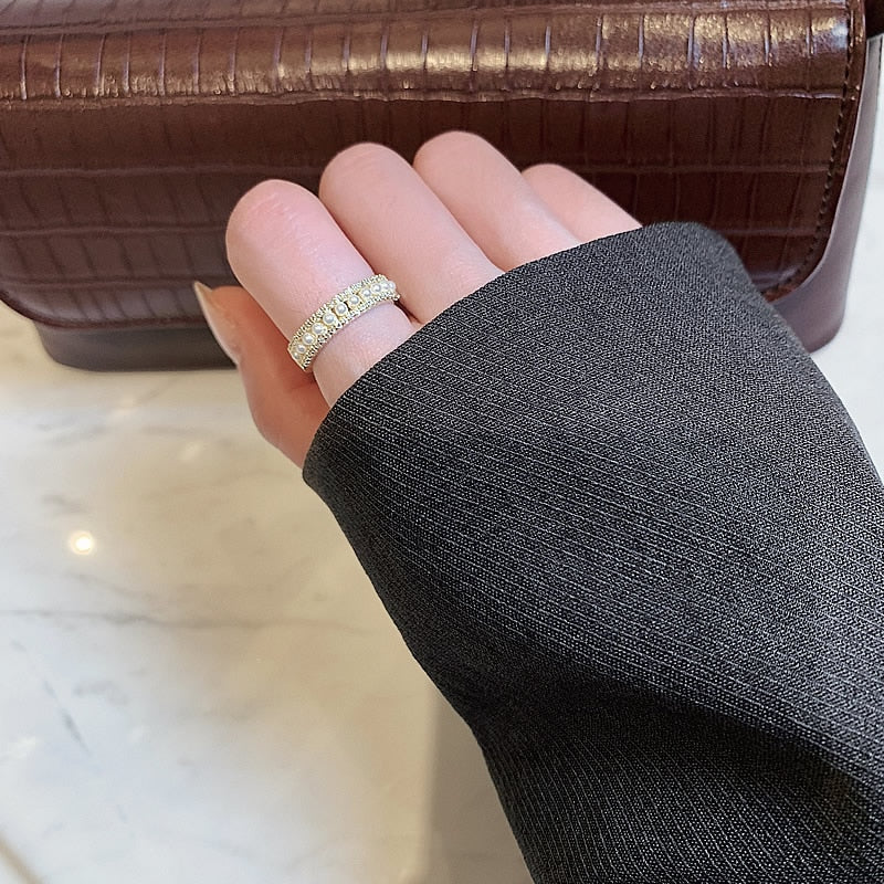 Gold and pearl ring "Romantic Dinner" – Elegant & refined