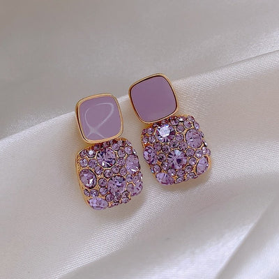 Luxury purple earrings with zirconia inlay "Cocktail Hour" – Elegant & refined