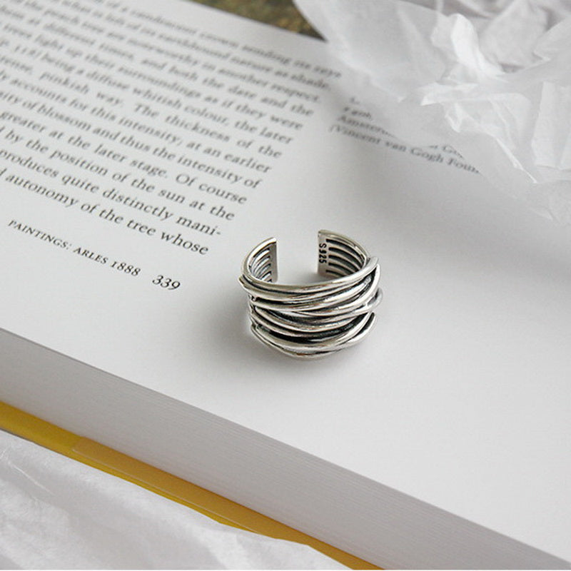 925 sterling silver adjustable layered ring "Sunset Soirée" – Elegant & refined