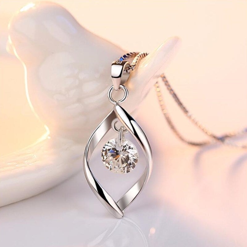 Silver zirconia crystal pendant "Romantic Dinner" – Elegant & refined