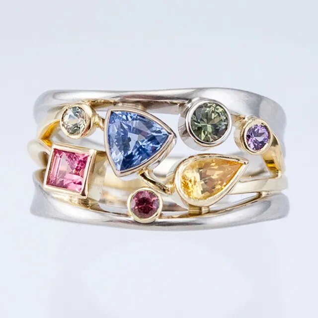 Colorful zirconia ring "Sunset Soirée" – Elegant & refined
