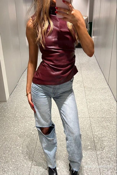 Leather top "Cocktail Hour" – Elegant & refined