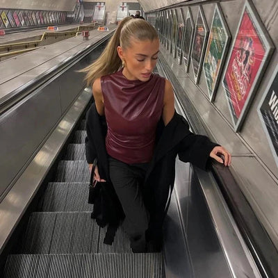 Leather top "Cocktail Hour" – Elegant & refined