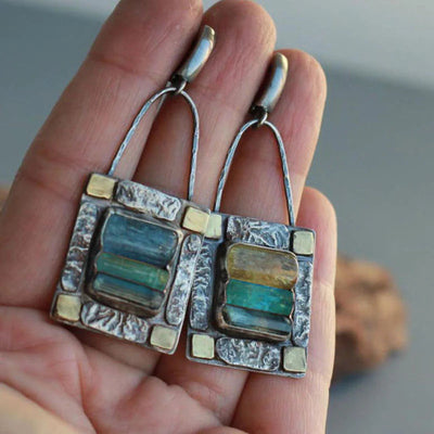 Blue green crystal earrings "Cocktail Hour" – Elegant & refined
