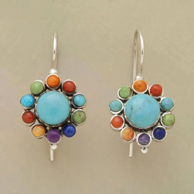 Multicoloured turquoise round earrings "Cocktail Hour" – Elegant & vibrant
