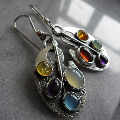 Multicoloured stone pendant earrings "Cocktail Hour" – Elegant & refined