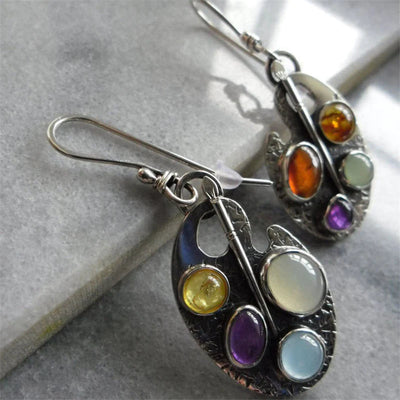 Multicoloured stone pendant earrings "Cocktail Hour" – Elegant & refined