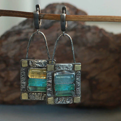 Blue green crystal earrings "Cocktail Hour" – Elegant & refined