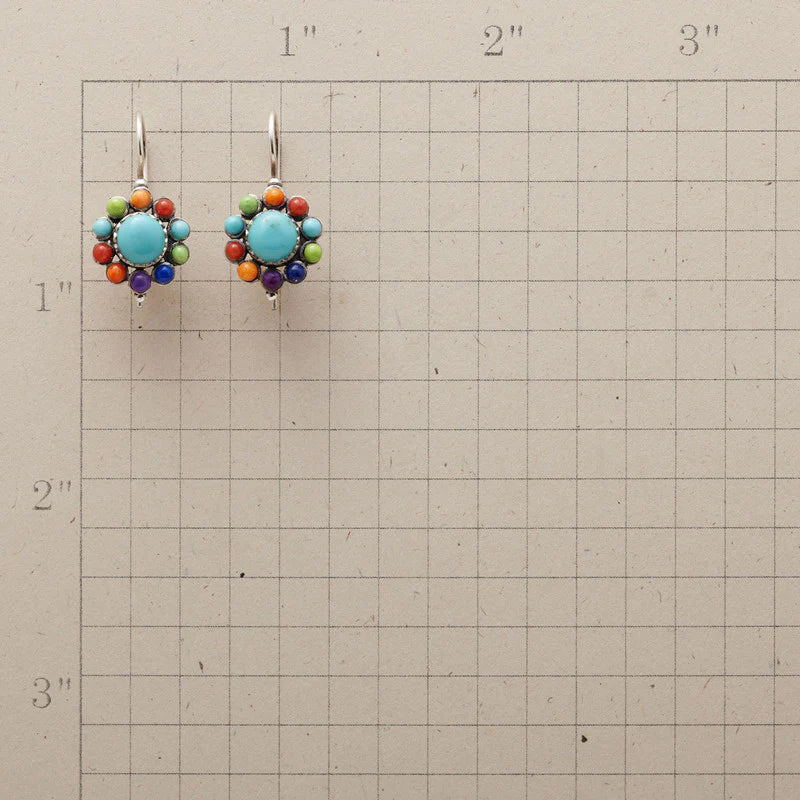 Multicoloured turquoise round earrings "Cocktail Hour" – Elegant & vibrant