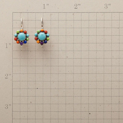 Multicoloured turquoise round earrings "Cocktail Hour" – Elegant & vibrant