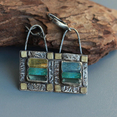 Blue green crystal earrings "Cocktail Hour" – Elegant & refined