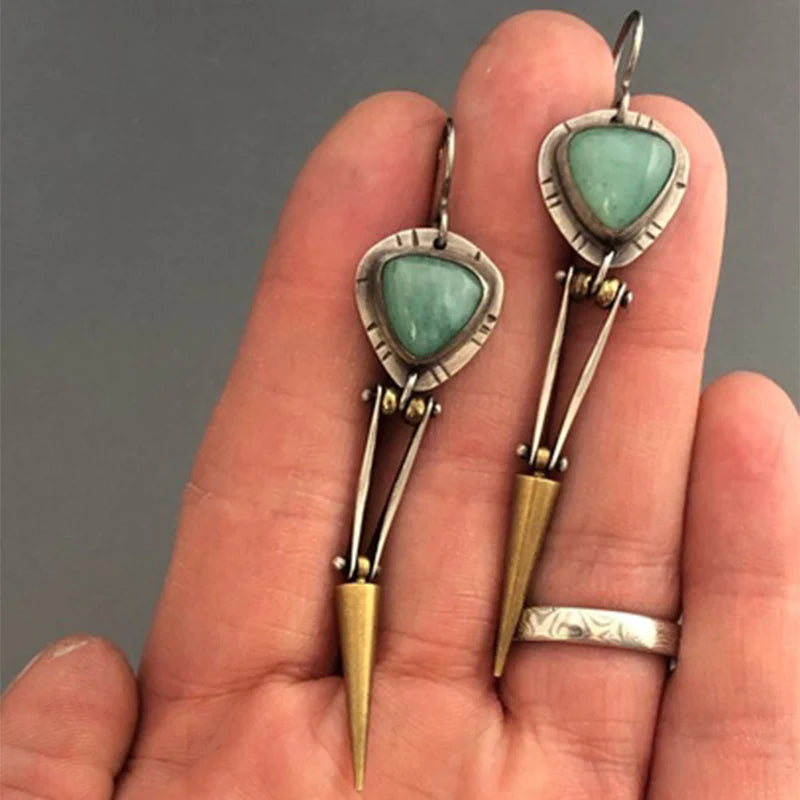 Green resin stone boho ethnic earrings "Sunday Picnic" – Carefree & beautiful