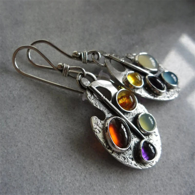 Multicoloured stone pendant earrings "Cocktail Hour" – Elegant & refined