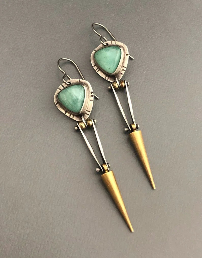 Green resin stone boho ethnic earrings "Sunday Picnic" – Carefree & beautiful