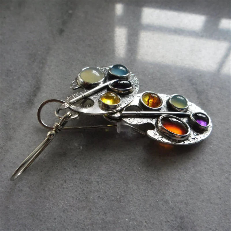 Multicoloured stone pendant earrings "Cocktail Hour" – Elegant & refined