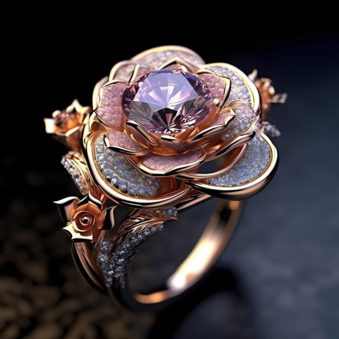 Exotic flower bright ring "Garden Party" – Joyful & polished