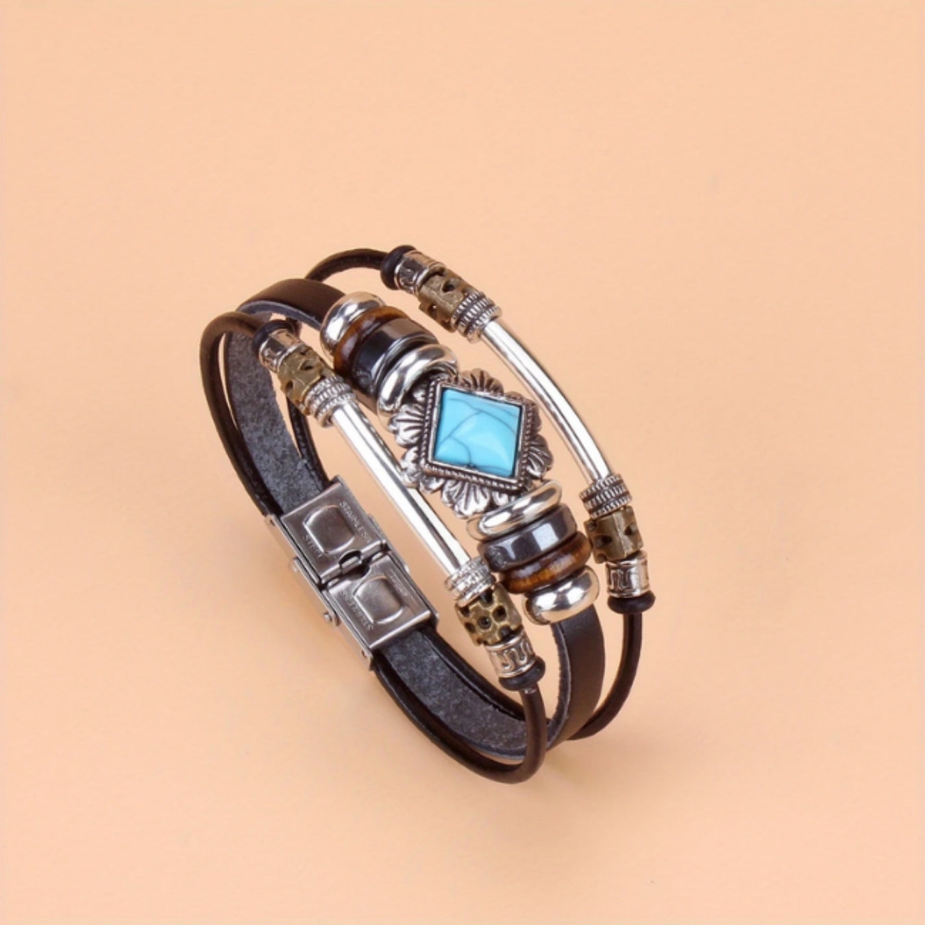 Leather blue crystal bracelet "Cocktail Hour" – Elegant & refined