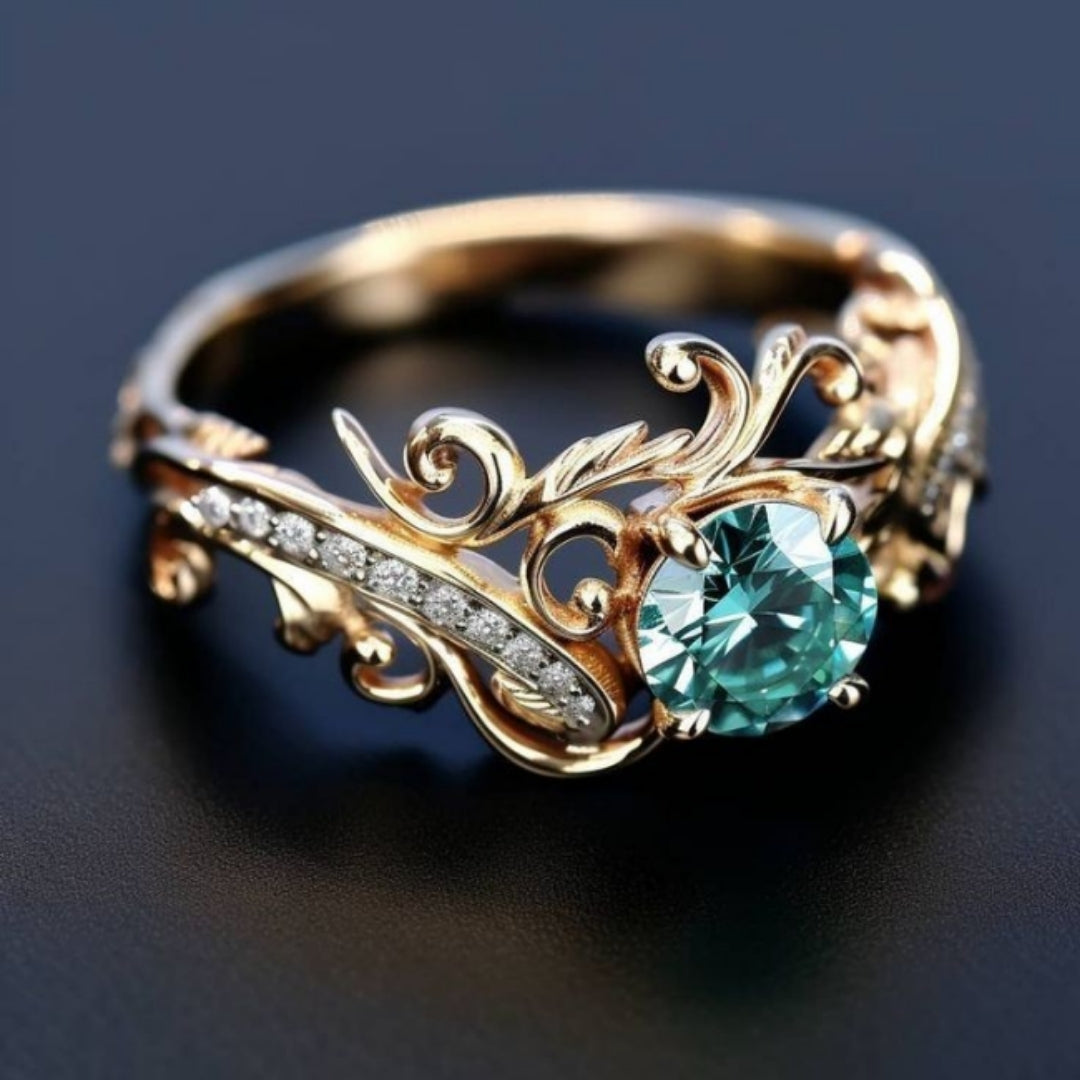 Exotic bright rounded green crystal ring "Cocktail Hour" – Elegant & vibrant