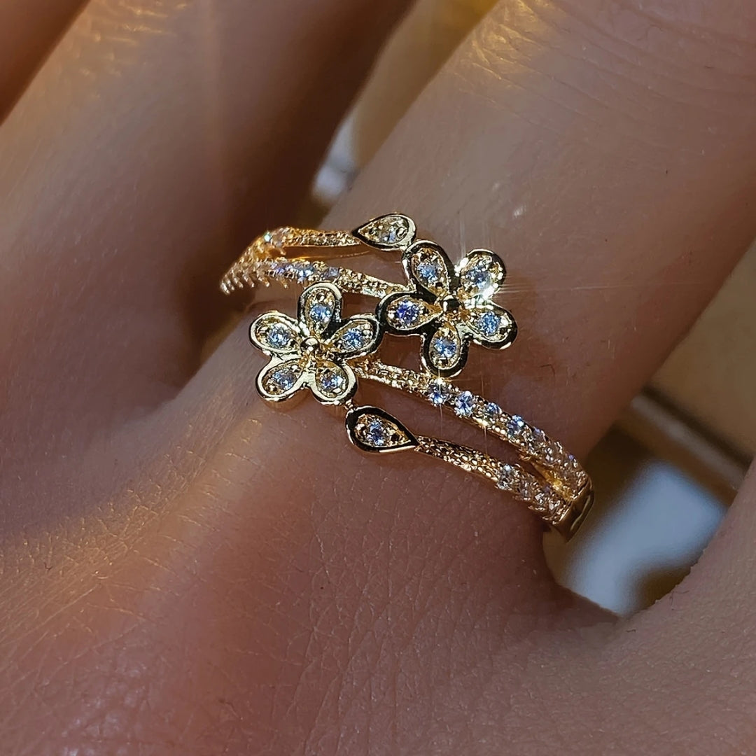 Bright flower gold ring "Garden Party" – Elegant & refined