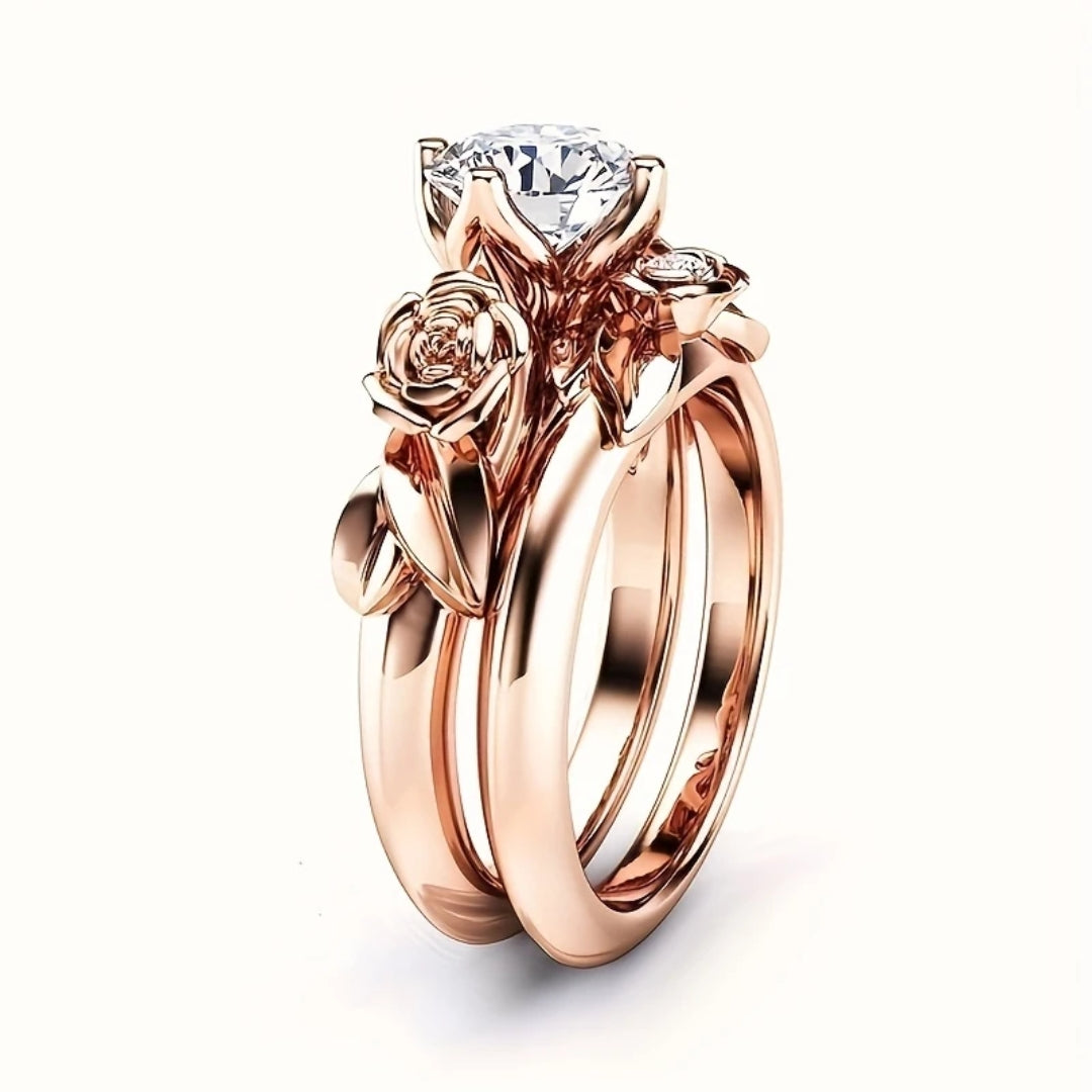 Exquisite rose flower crystal ring "Romantic Dinner" – Elegant & refined
