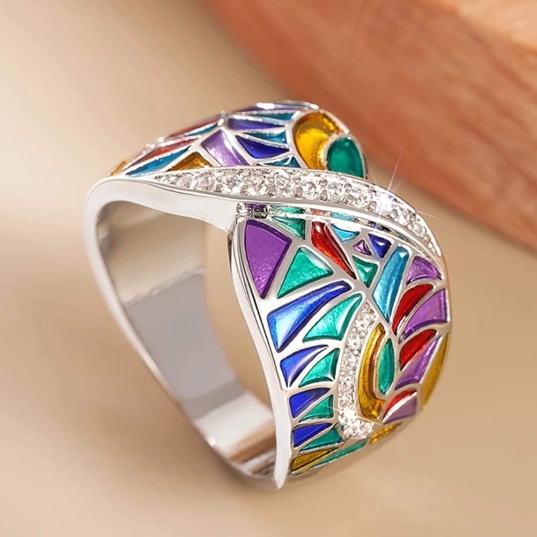 Colorful silver band ring "Sunset Soirée" – Chic & casual